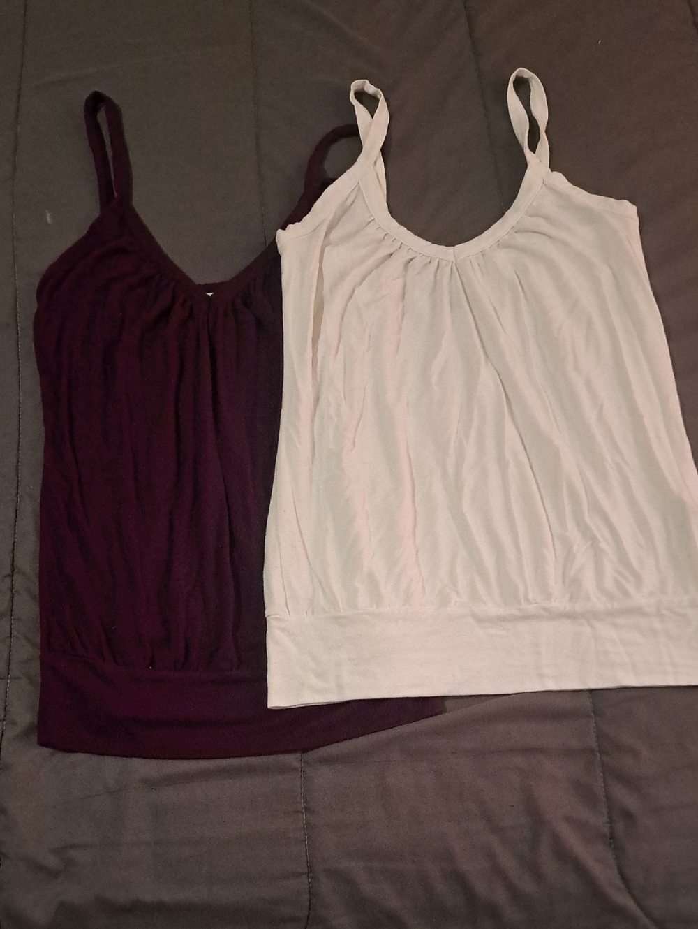 2️⃣Tops 4 $1️⃣6️⃣ Dynamite Spaghetti Strap Camisole Duo - Cream and Deep Plum